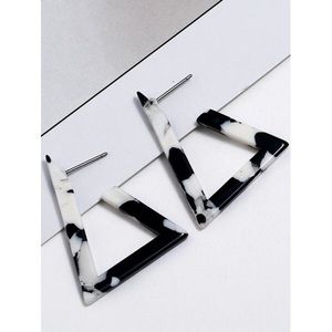 Black and white marble acrylic triangle earrings